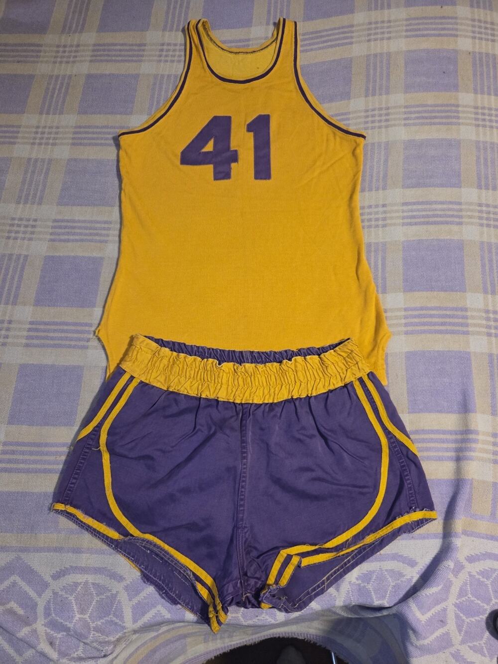 Vintage 50s Basketball Uniform Rawlings Gold Purple Rare Deckers Indiana Rare